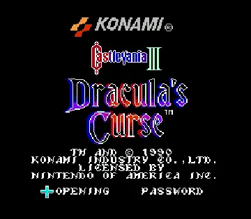 Castlevania III - Dracula's Curse (World) (Konami Collector's Series) (Unl) screen shot title